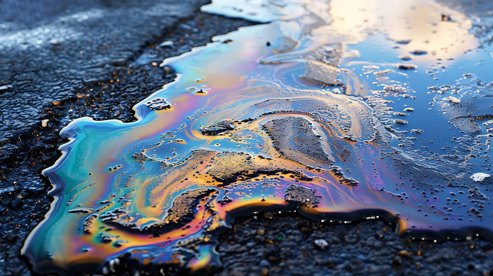 Oil Slick Reflecting in Wet Asphalt — free download from Dotvec