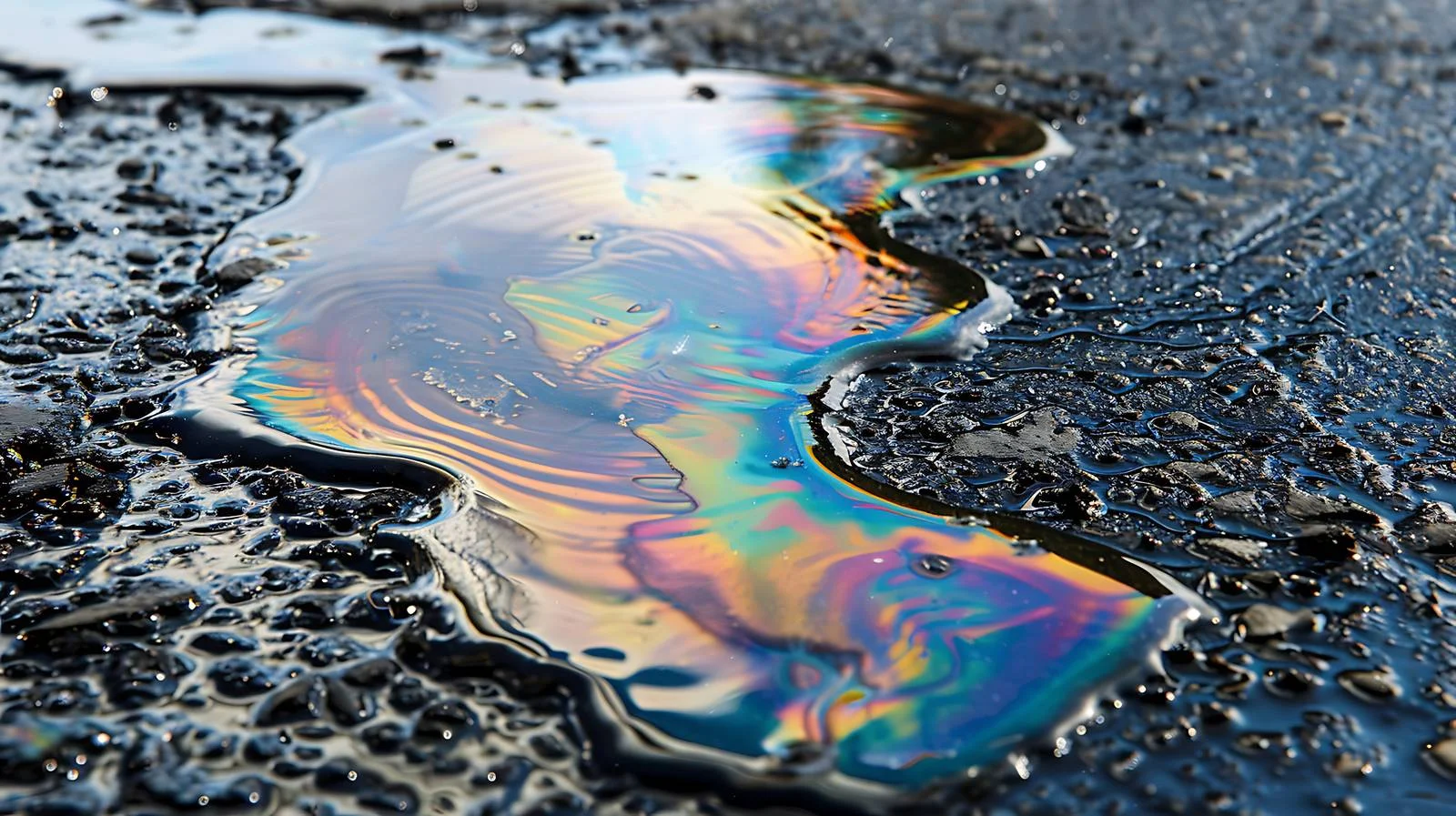 Viscous oil slick on wet asphalt — free download from Dotvec