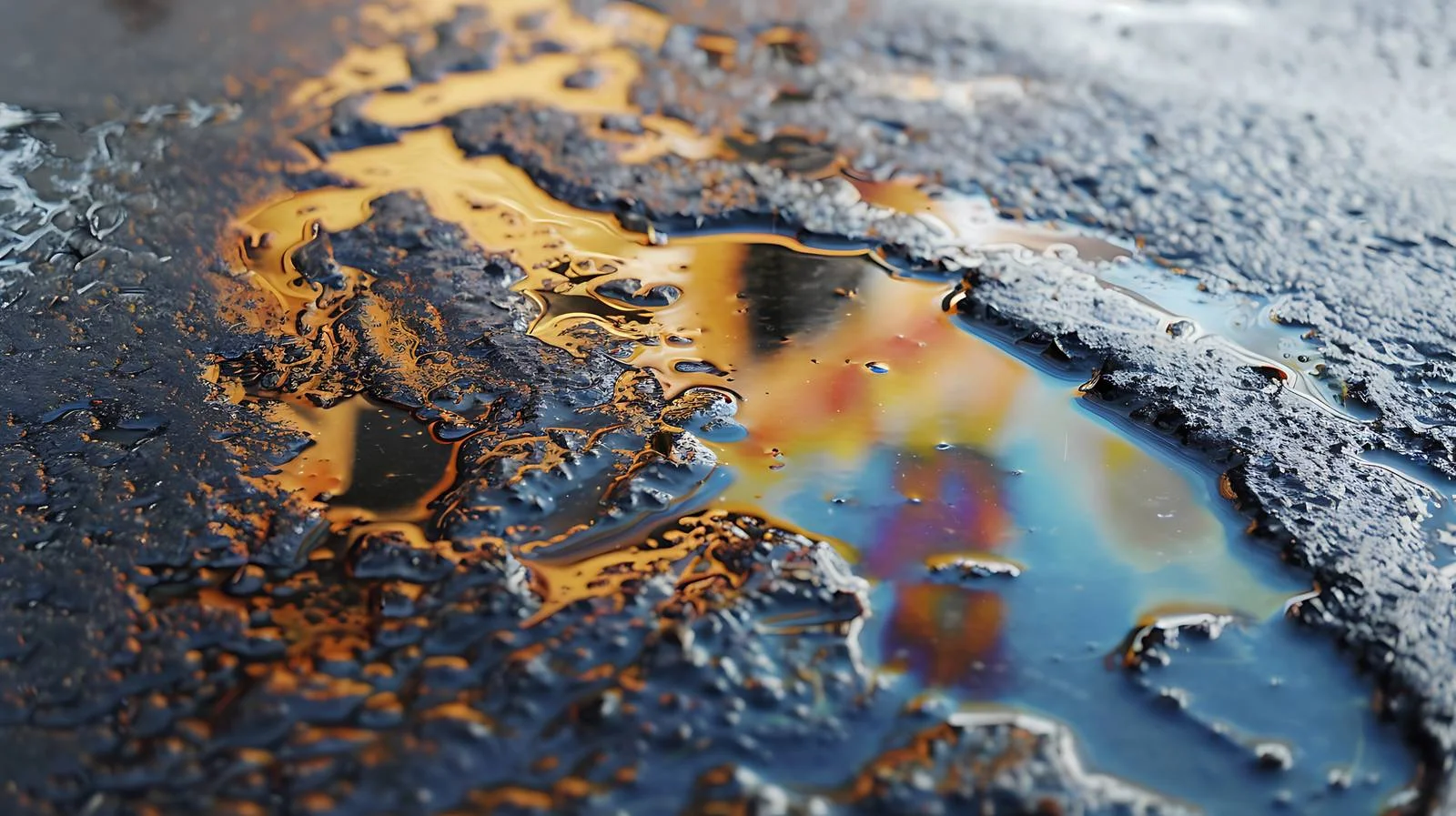 Oil Spill on Wet Asphalt Background — free download from Dotvec