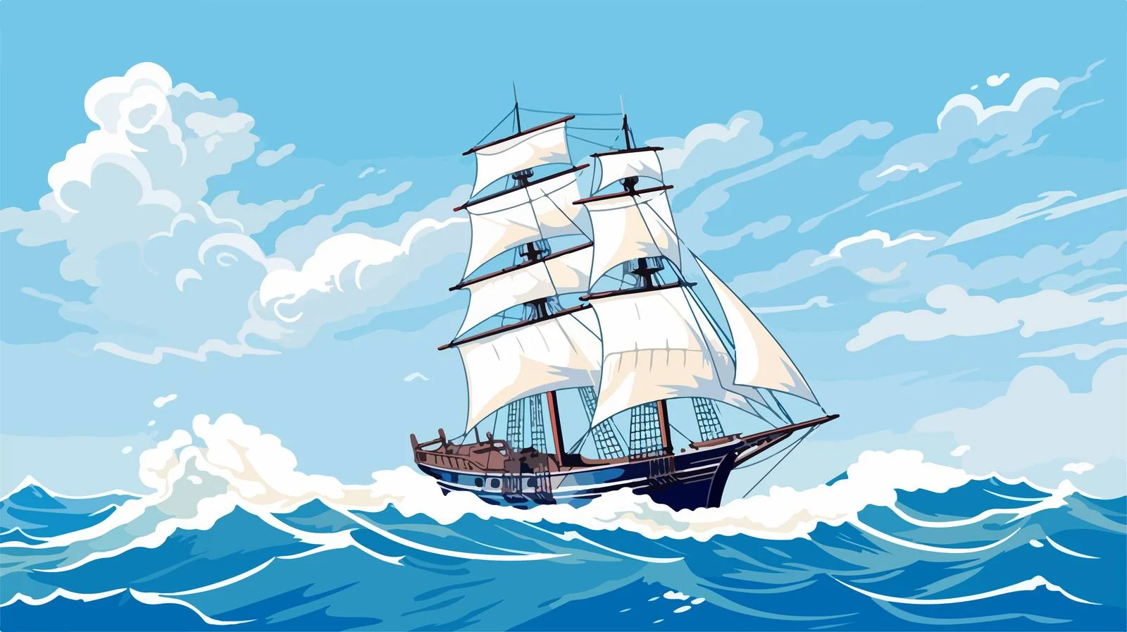 Vintage Sailing Ship Vector Illustration — free download from Dotvec