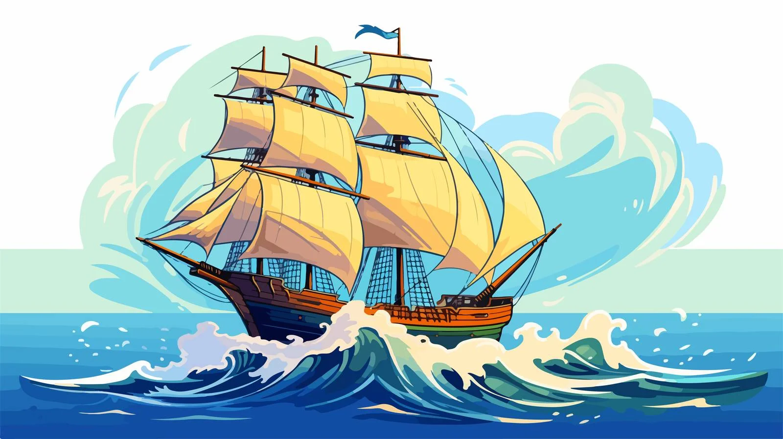 Vintage Sailing Ship Vector Illustration — free download from Dotvec