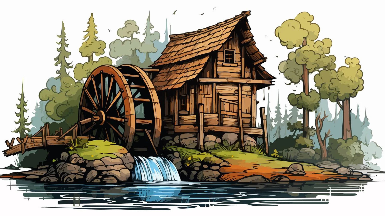 Vintage Water Mill Structure — free download from Dotvec