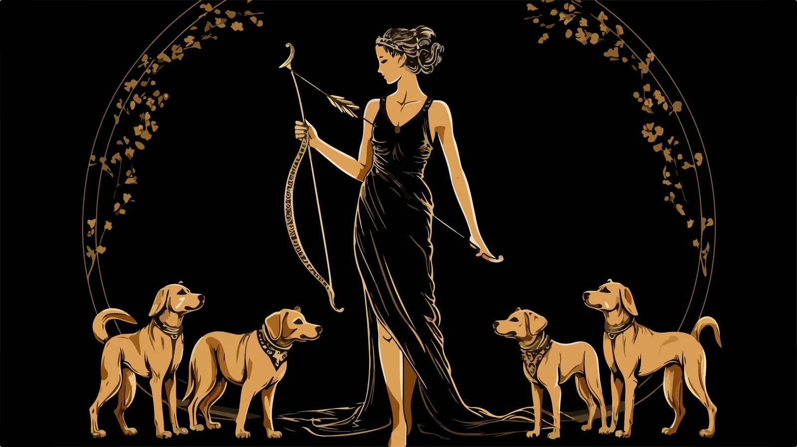 Artemis Mythology Artwork with Bow — free download from Dotvec