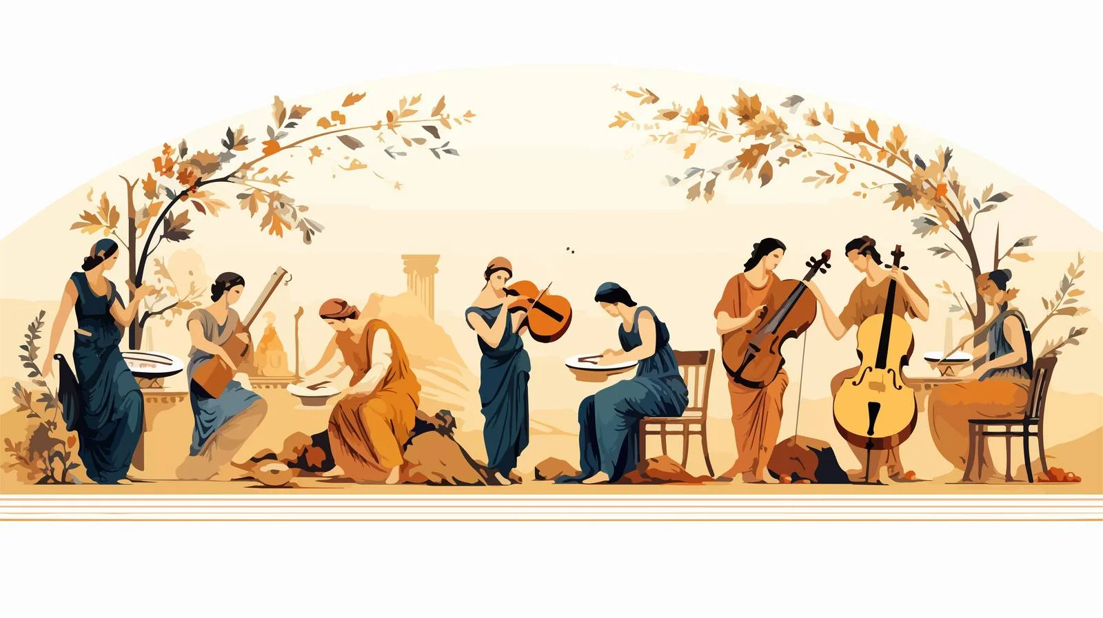 Ancient Greek Musicians Painting on Dishes — free download from Dotvec