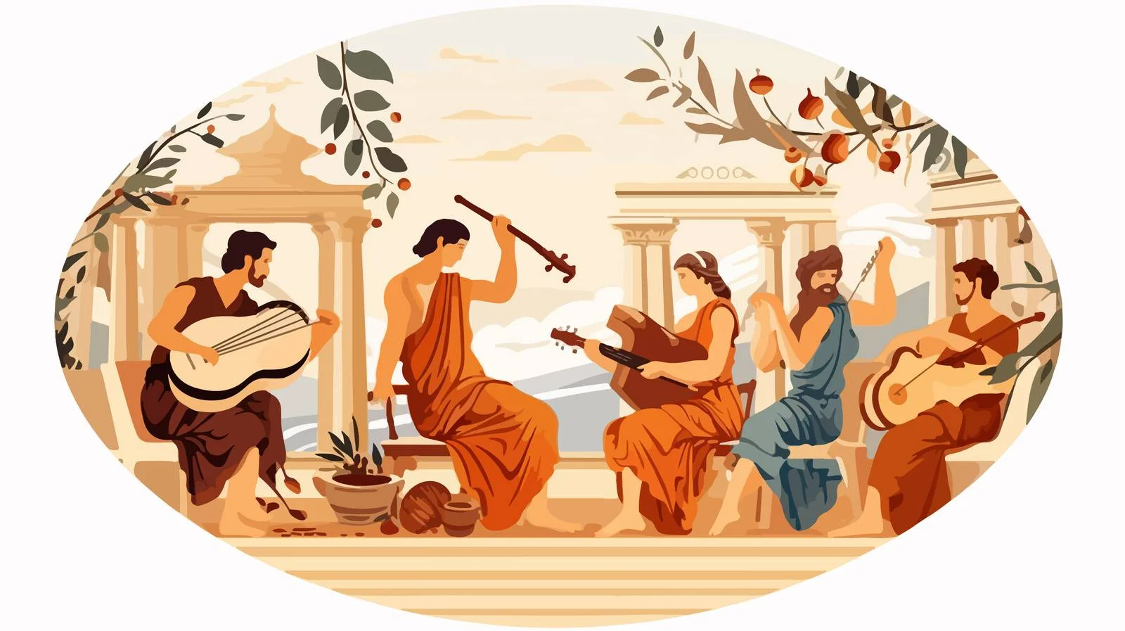 Ancient Greek Musicians on Antique Dishes — free download from Dotvec