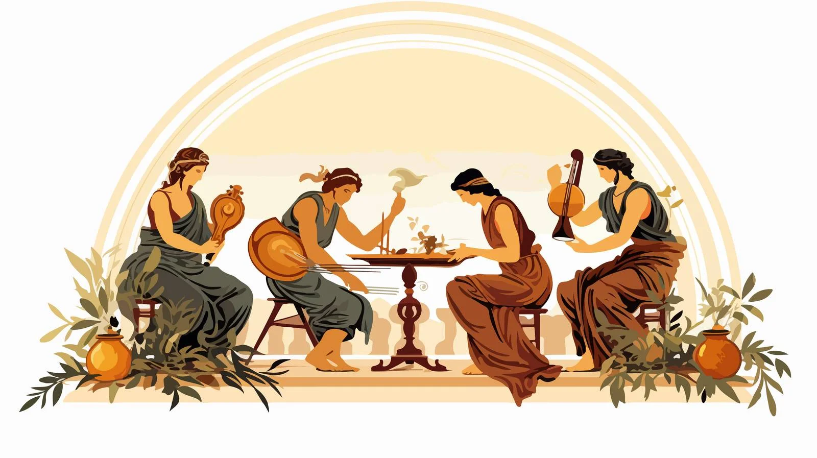 Ancient Greek Musicians on Dish Painting — free download from Dotvec