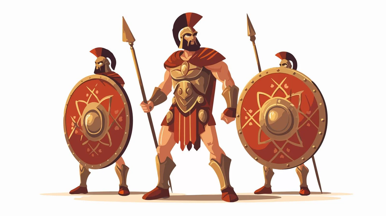 Ancient Greek Warrior with Spears and Shields — free download from Dotvec