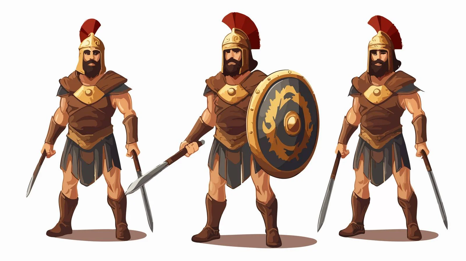Ancient Greek Warrior with Spears and Shields — free download from Dotvec