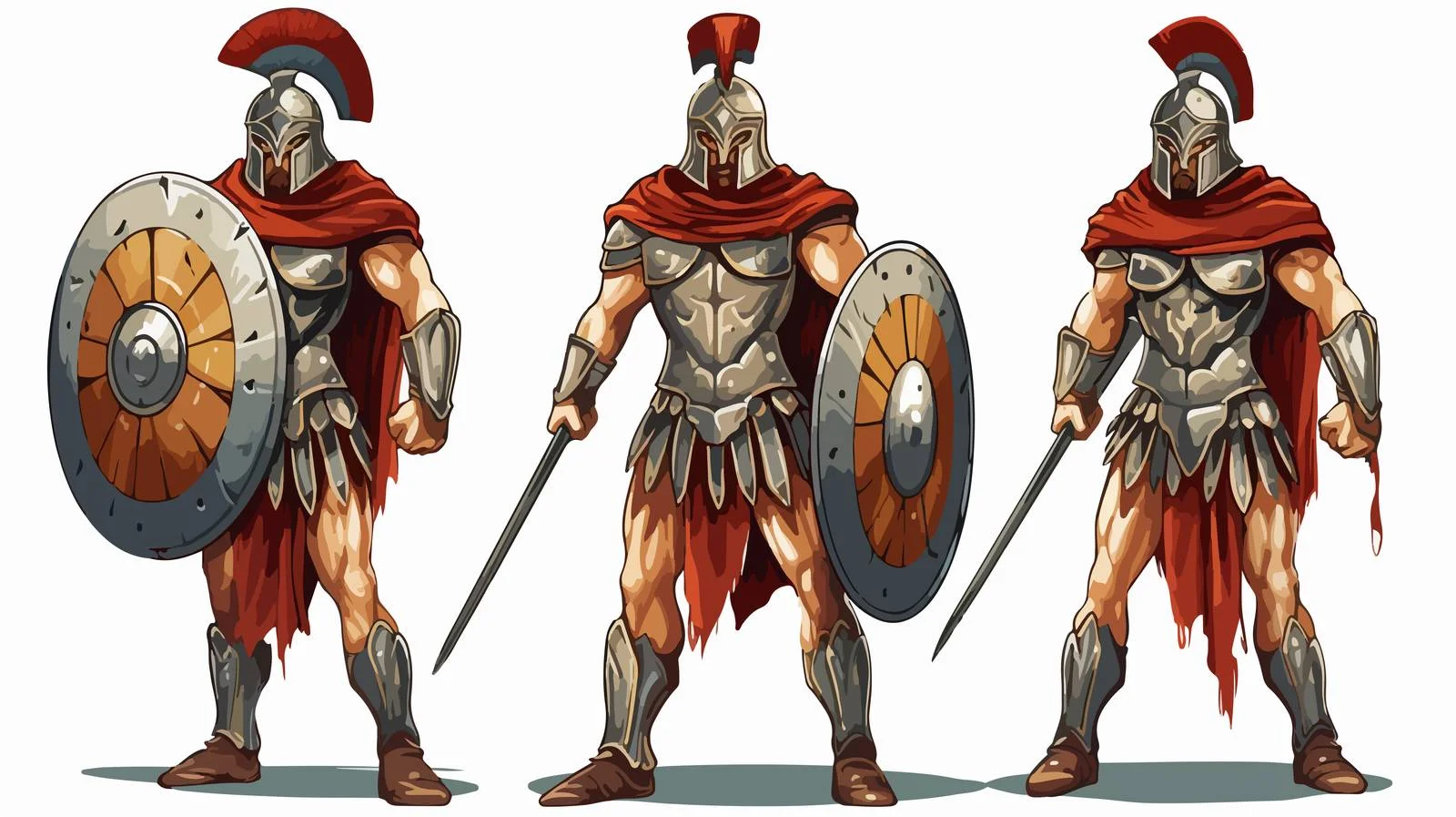Ancient Spartan Warrior with Spears and Shields — free download from Dotvec