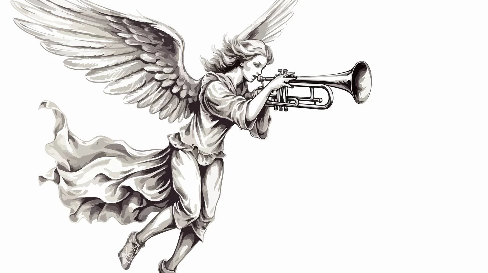 Hand-Drawn Angel Trumpet Sketch Illustration — free download from Dotvec