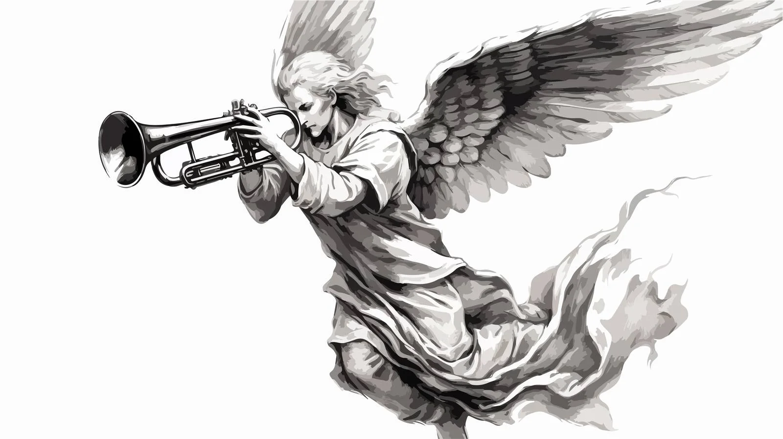 Angel Trumpet Hand-Drawn Sketch Illustration — free download from Dotvec