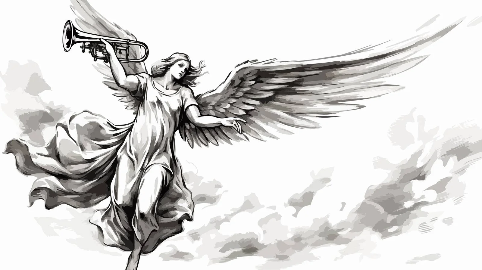 Seraphic Trumpet Sketch Illustration — free download from Dotvec