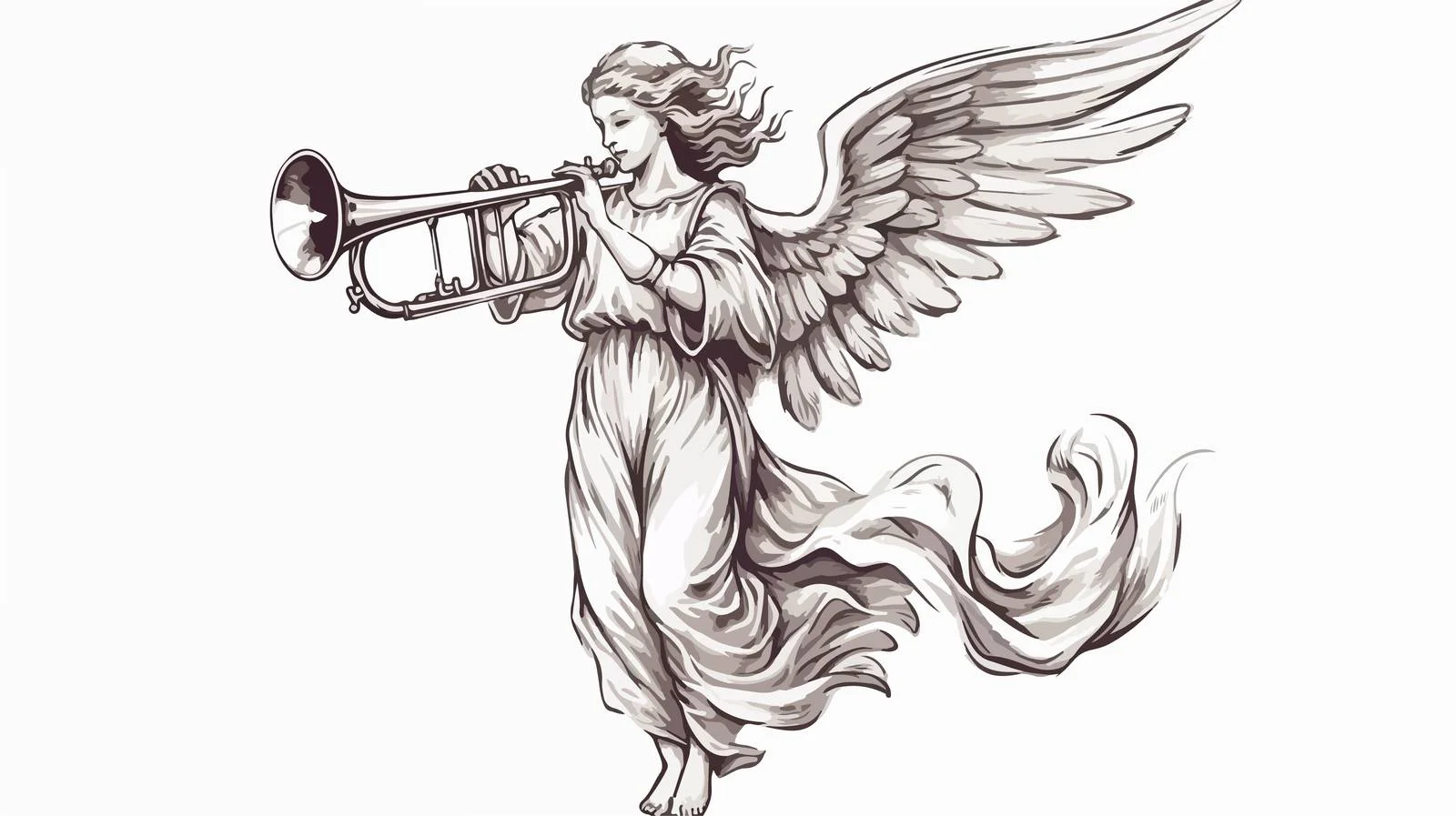 Hand-Drawn Angel Trumpet Illustration — free download from Dotvec