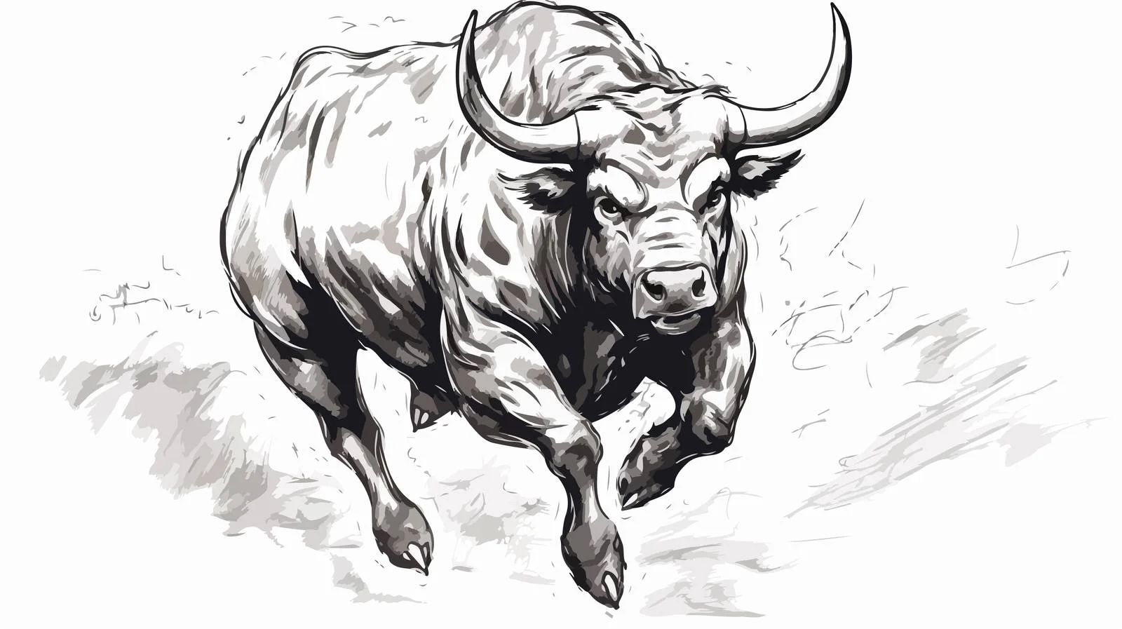 Furious Bull Charging at Opposite Direction — free download from Dotvec