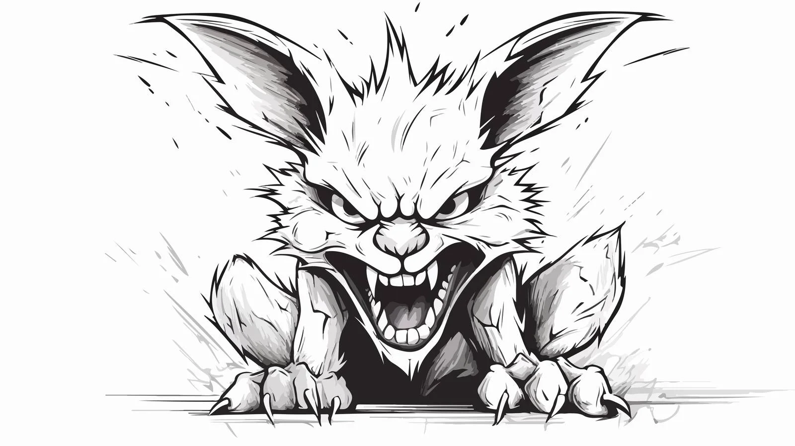Hand-drawn Angry Rabbit Vector Cartoon Sketch — free download from Dotvec