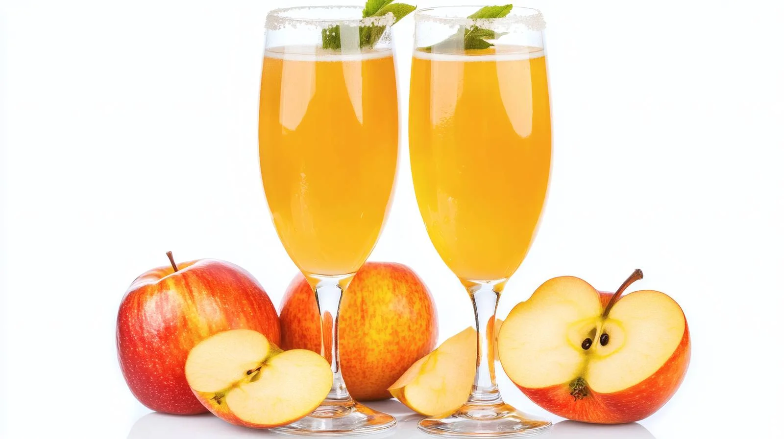 Refreshing Apple Mimosa Cocktail on White — free download from Dotvec