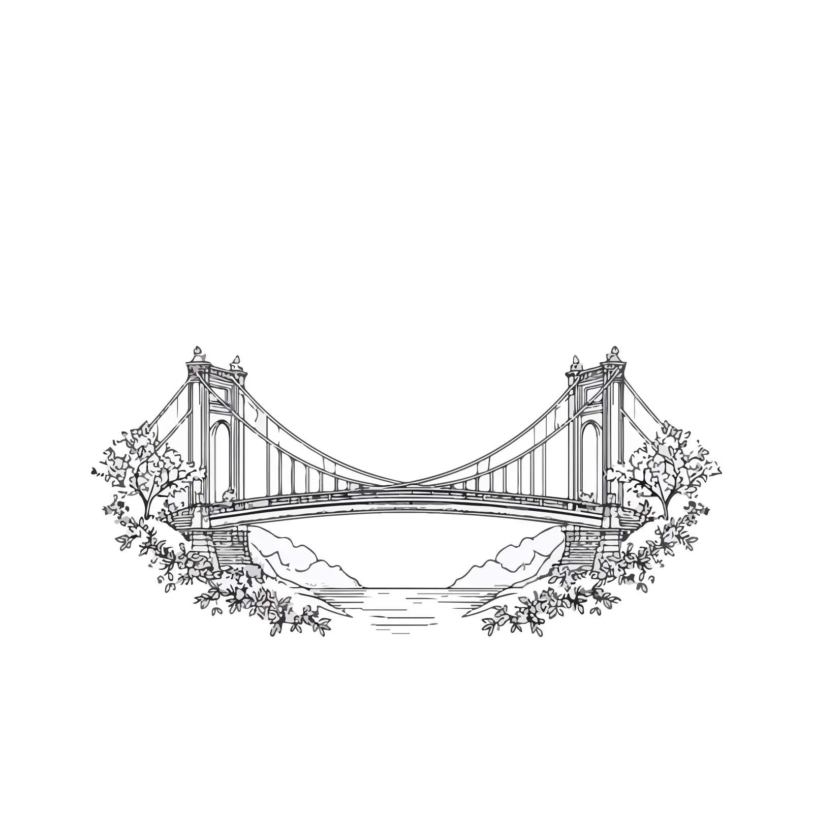 Bridge Applique Line Art Embroidery Vector — free download from Dotvec