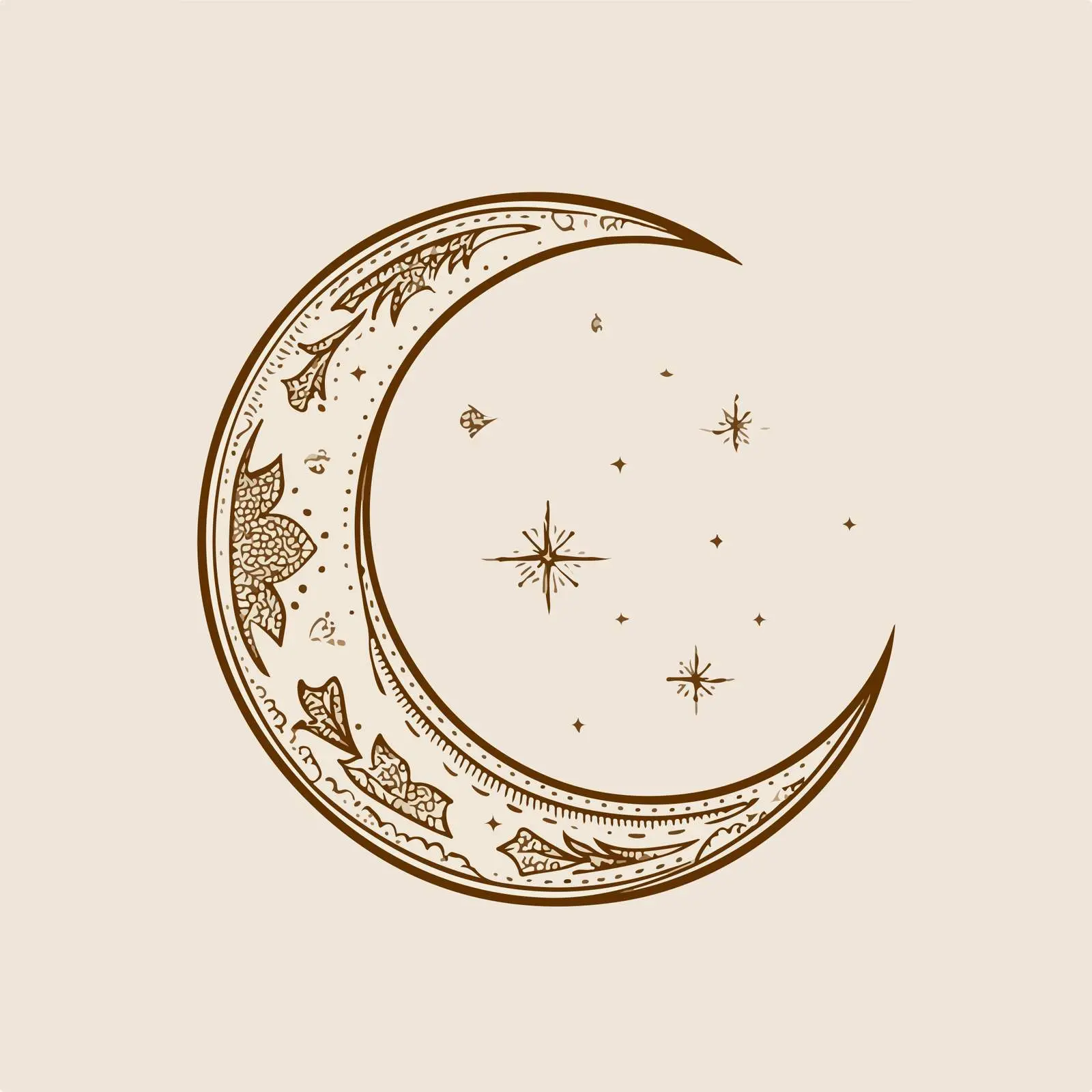 Eid Crescent Embroidery Line Art — free download from Dotvec