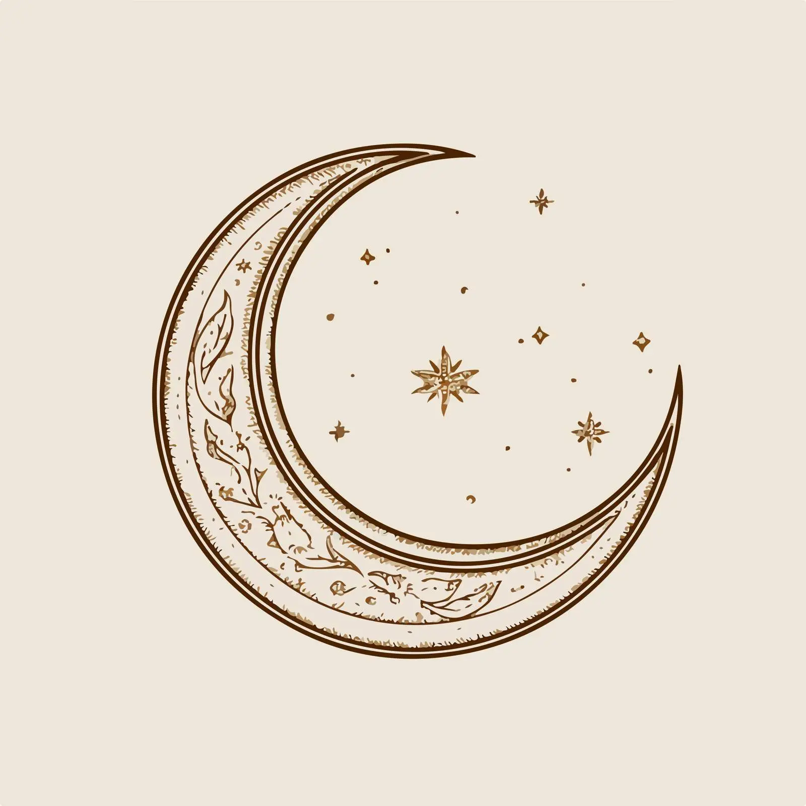 Eid Crescent Applique Embroidery Line Art — free download from Dotvec