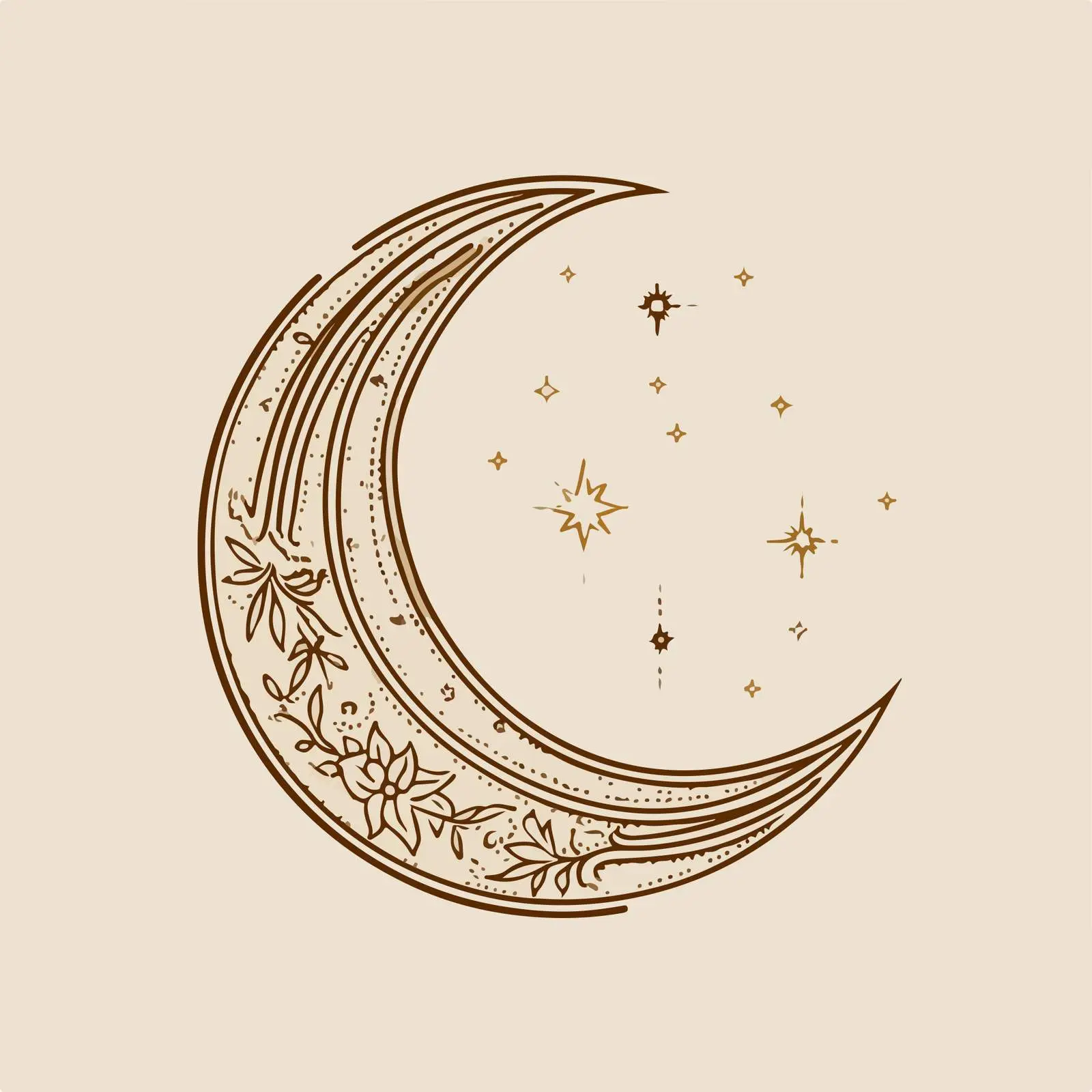 Eid Crescent Embroidery Line Art — free download from Dotvec