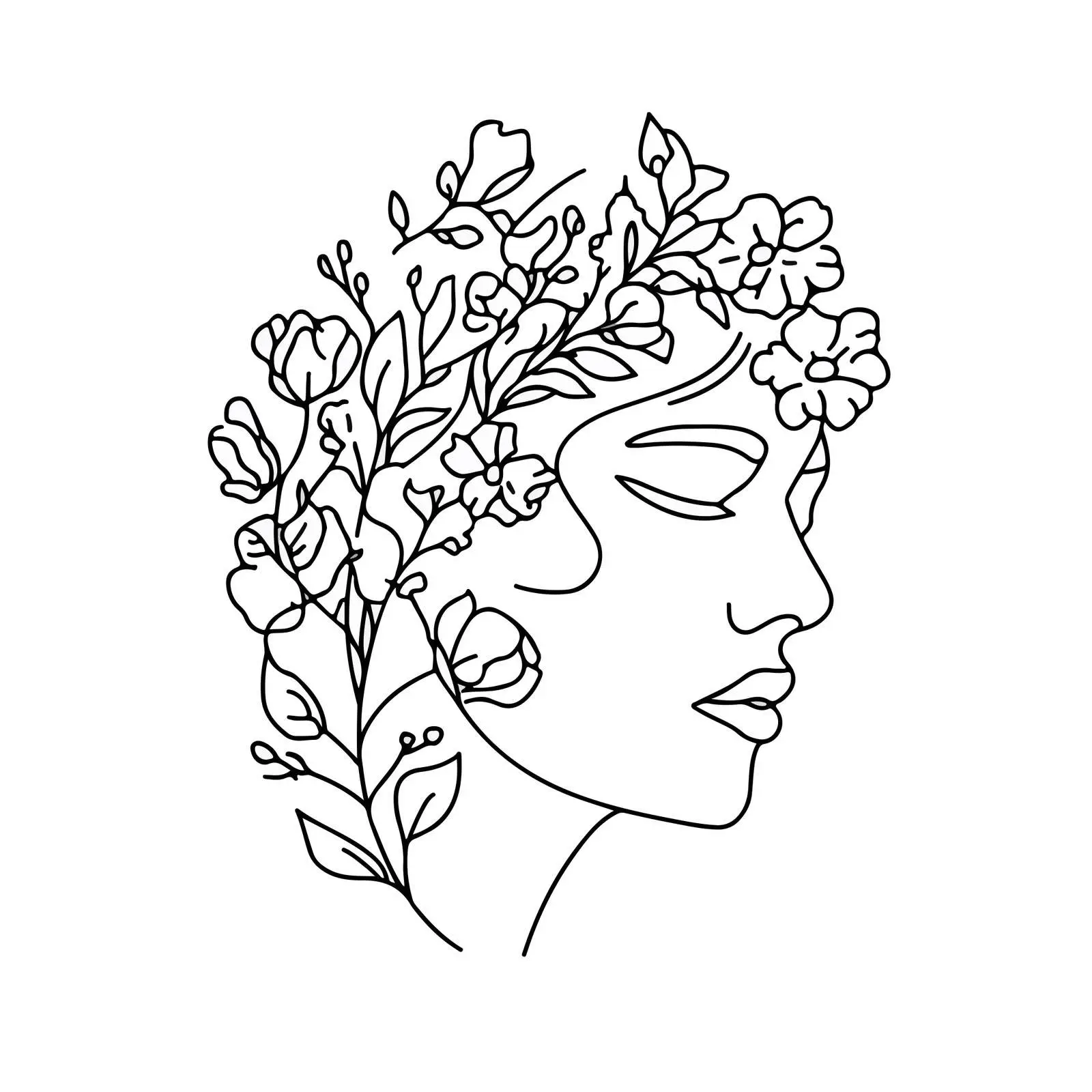 Floral Female Face Embroidery Applique Art — free download from Dotvec