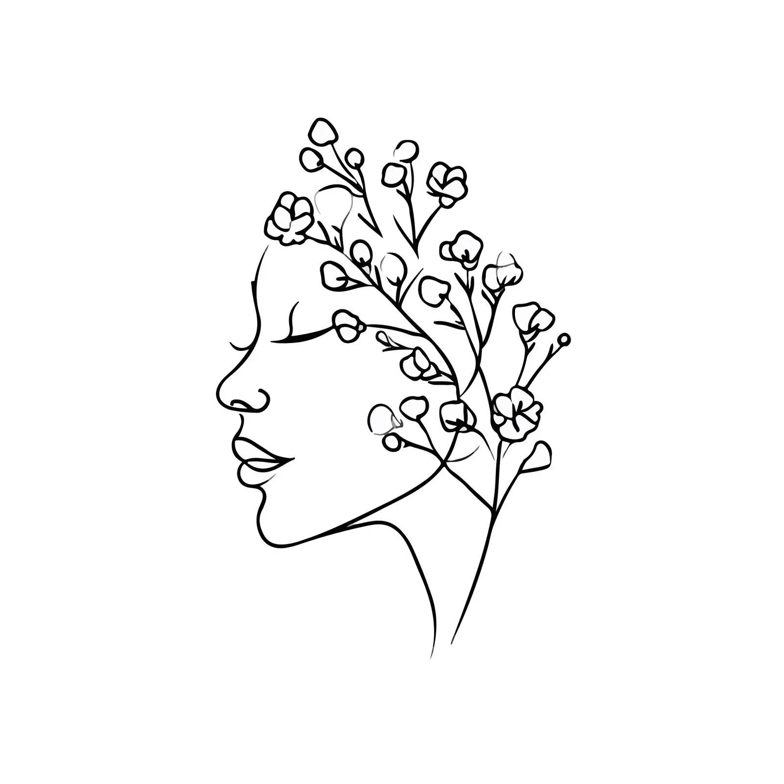 Floral Female Face Embroidery Applique Art — free download from Dotvec