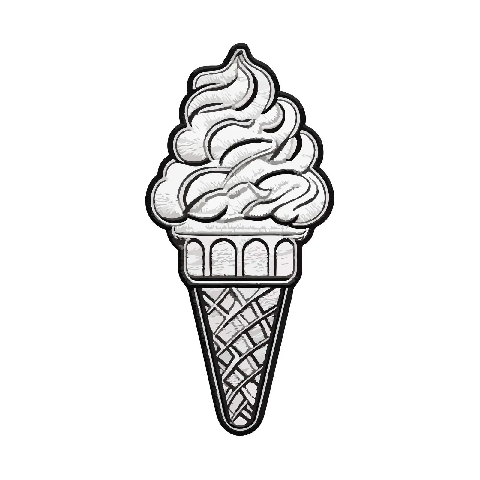 Embroidery-Ready Ice Cream Cone Applique Art — free download from Dotvec