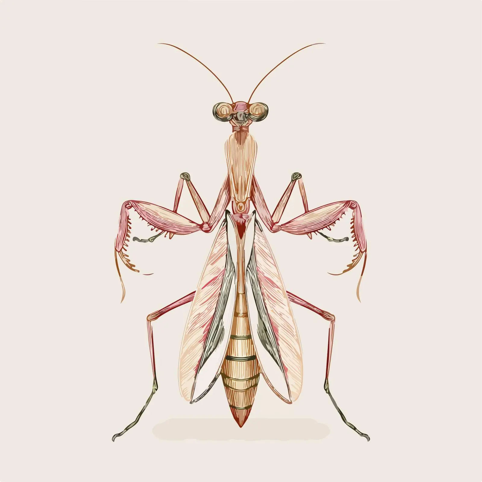 Praying Mantis Applique Embroidery Design — free download from Dotvec