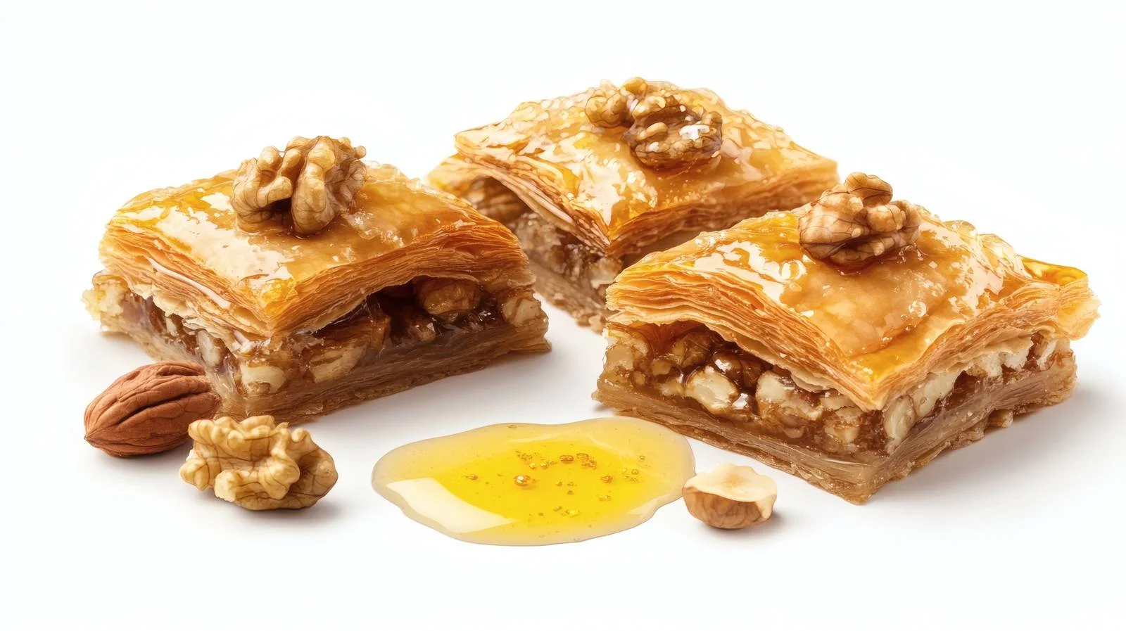 Exquisite Arabic Baklava White Background Indulgence — free download from Dotvec