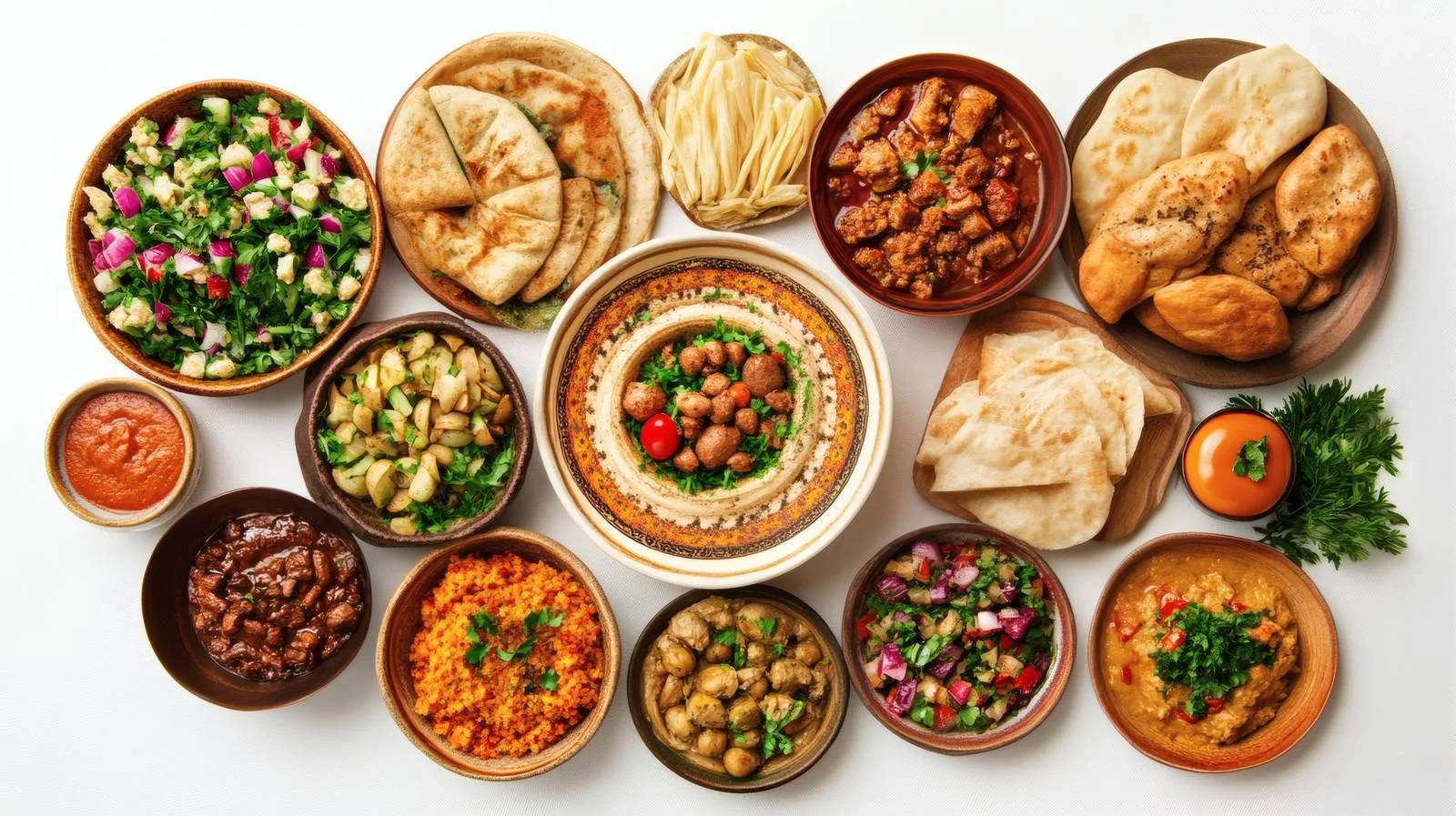 Exquisite Arabic Feast on White Background — free download from Dotvec