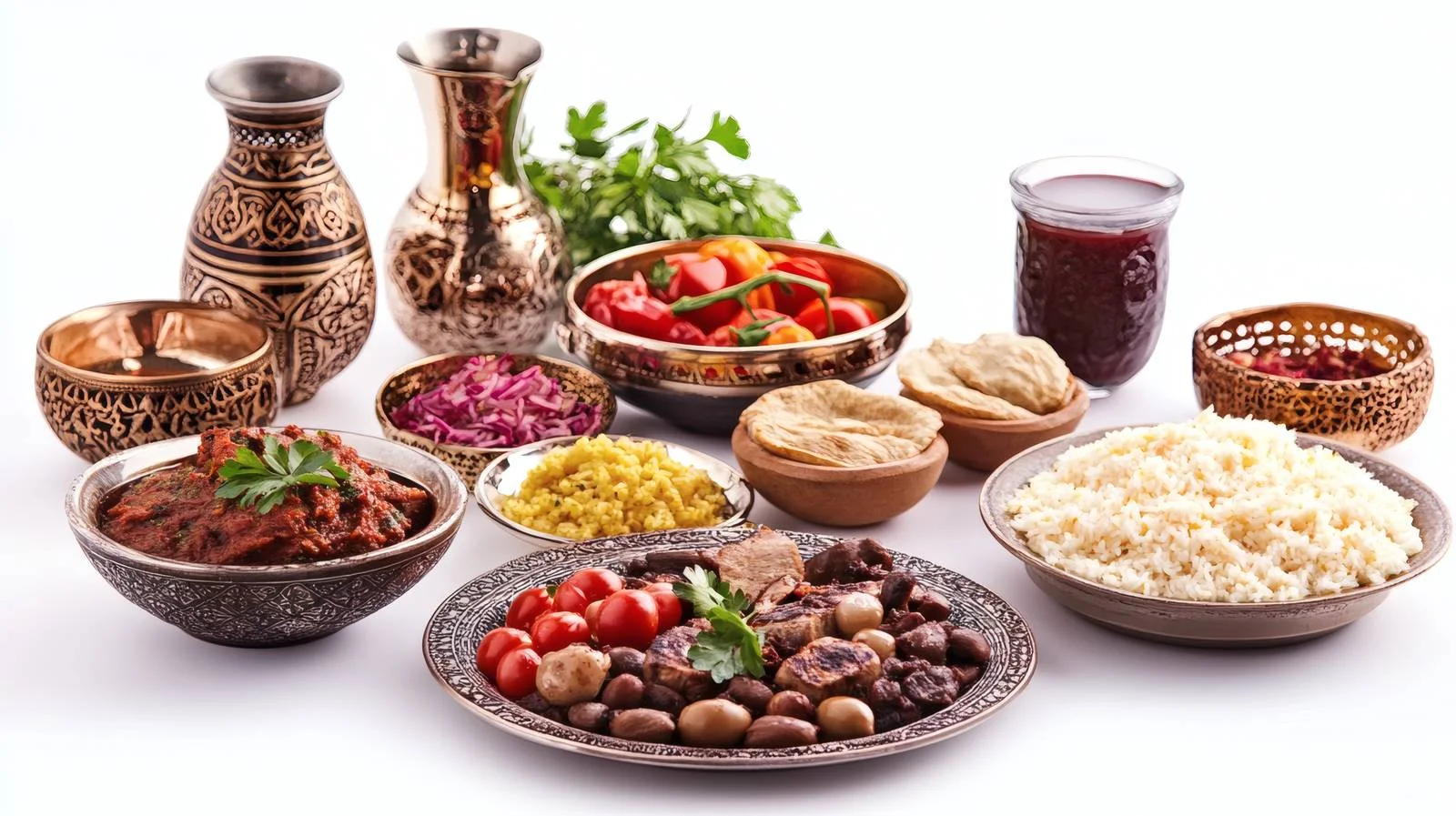 Exquisite Arabic Middle Eastern Dinner on White — free download from Dotvec