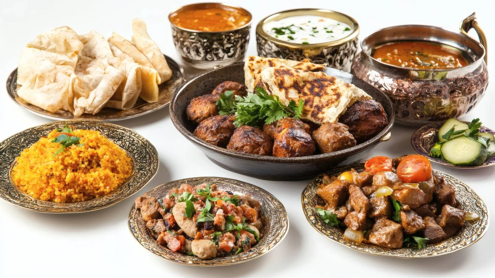 Exquisite Middle Eastern Banquet on White — free download from Dotvec