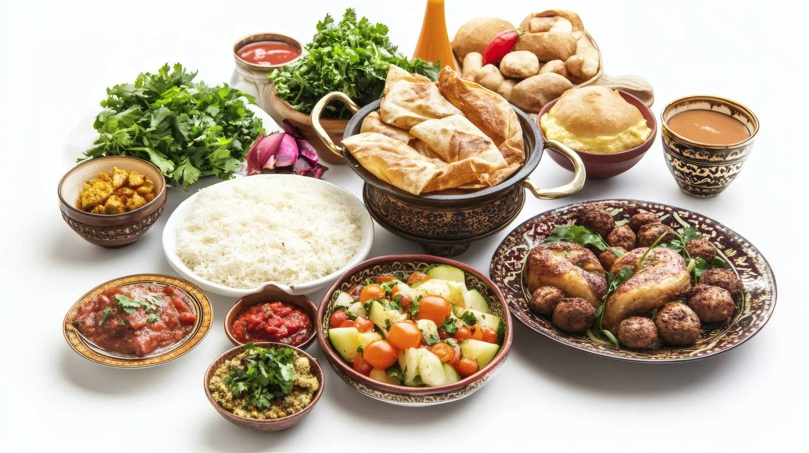 Traditional Arabic Cuisine on White Background — free download from Dotvec