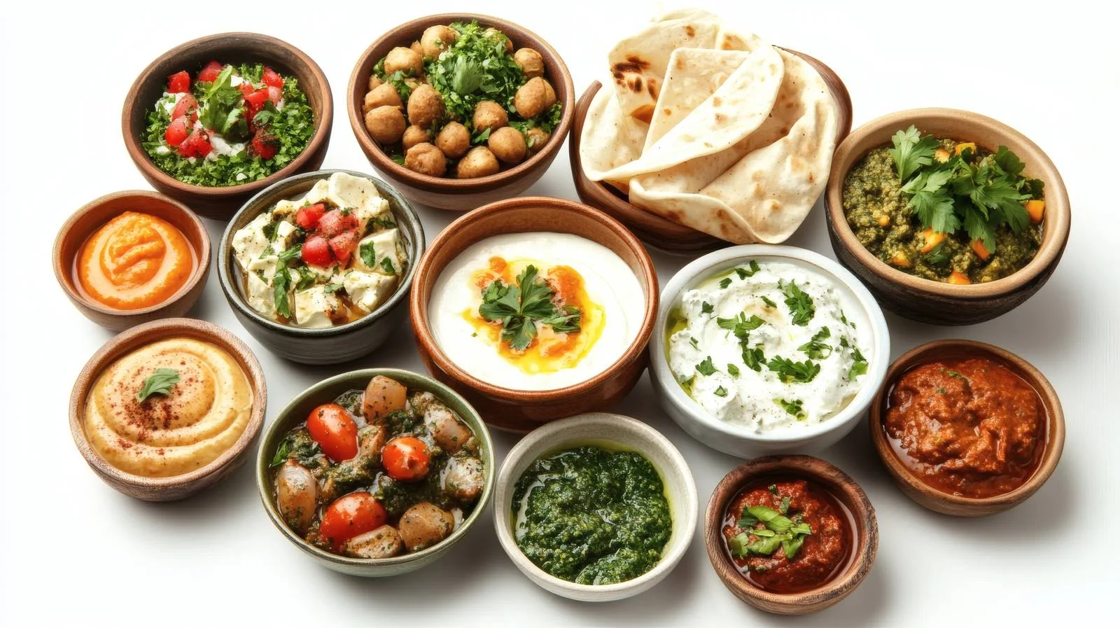 Traditional Arabic Mezze Dips on White Background — free download from Dotvec