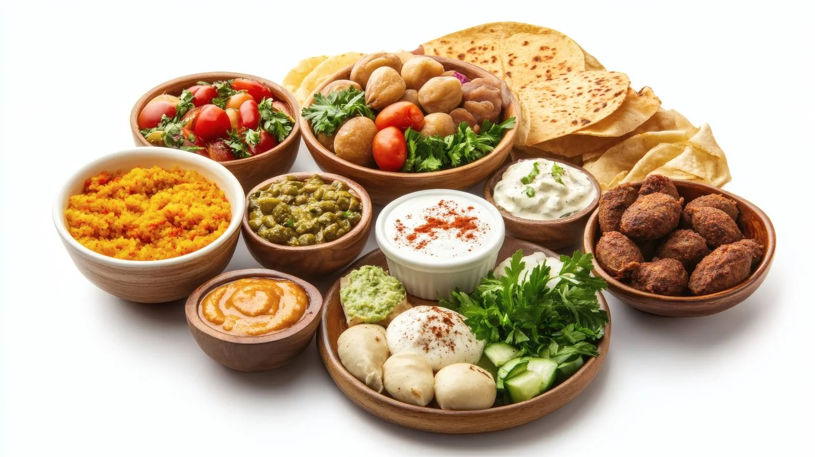 Authentic Arabic Breakfast Mezze on White Background — free download from Dotvec