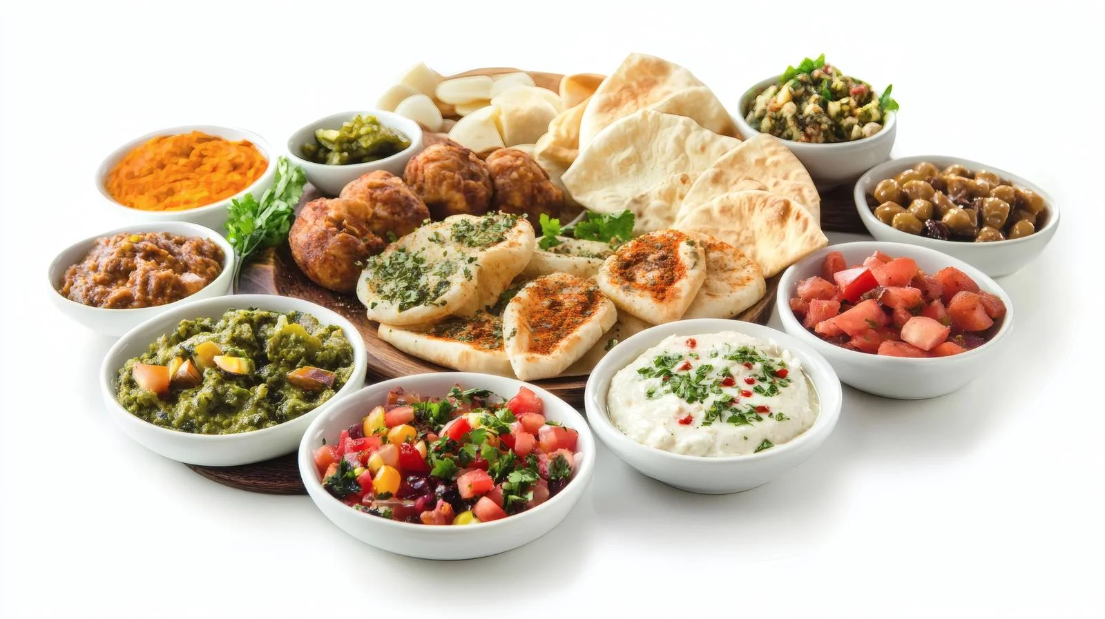 Traditional Arabic Breakfast Foods on White — free download from Dotvec
