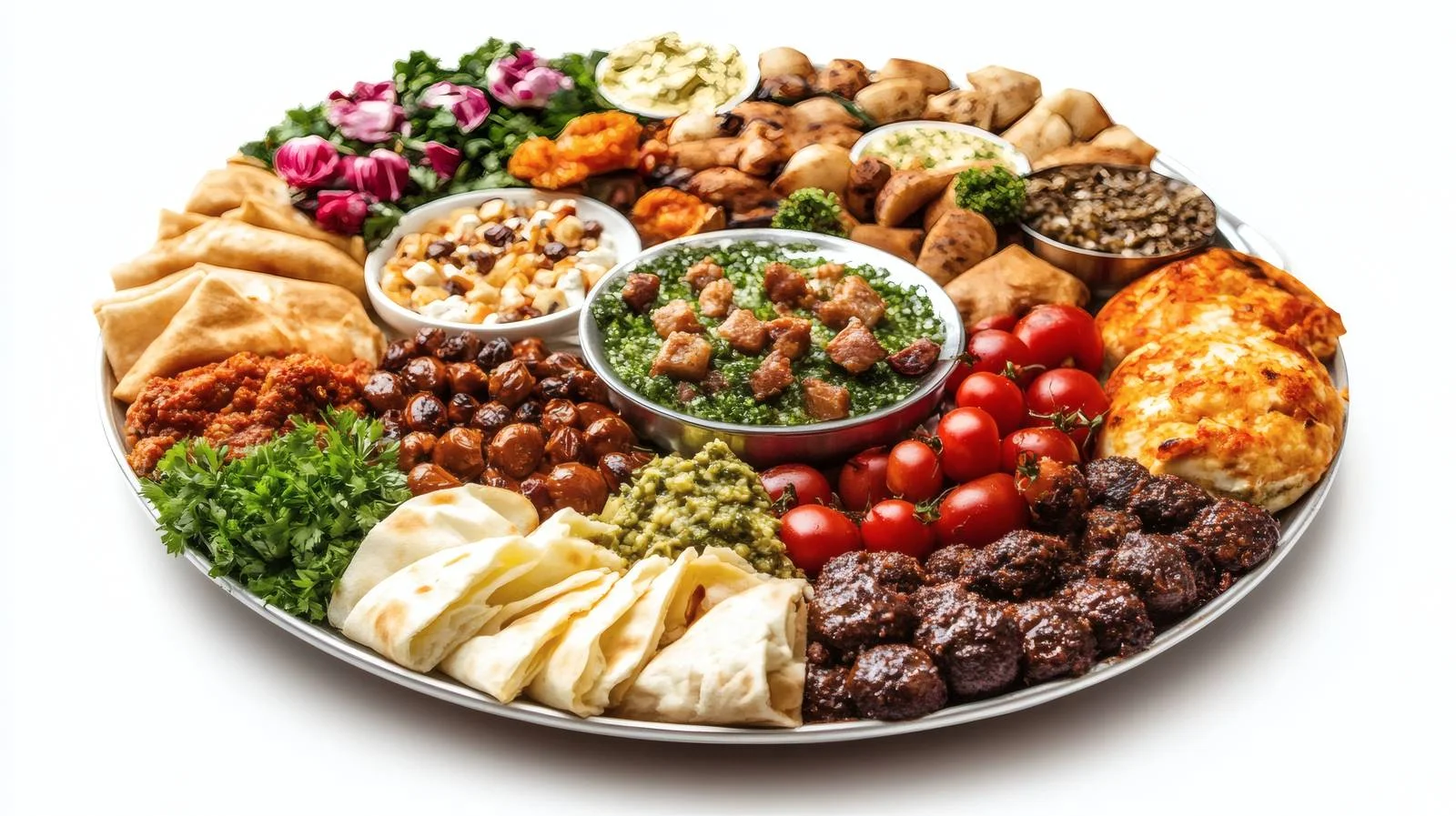 Traditional Arabic Mezze Platter on White — free download from Dotvec