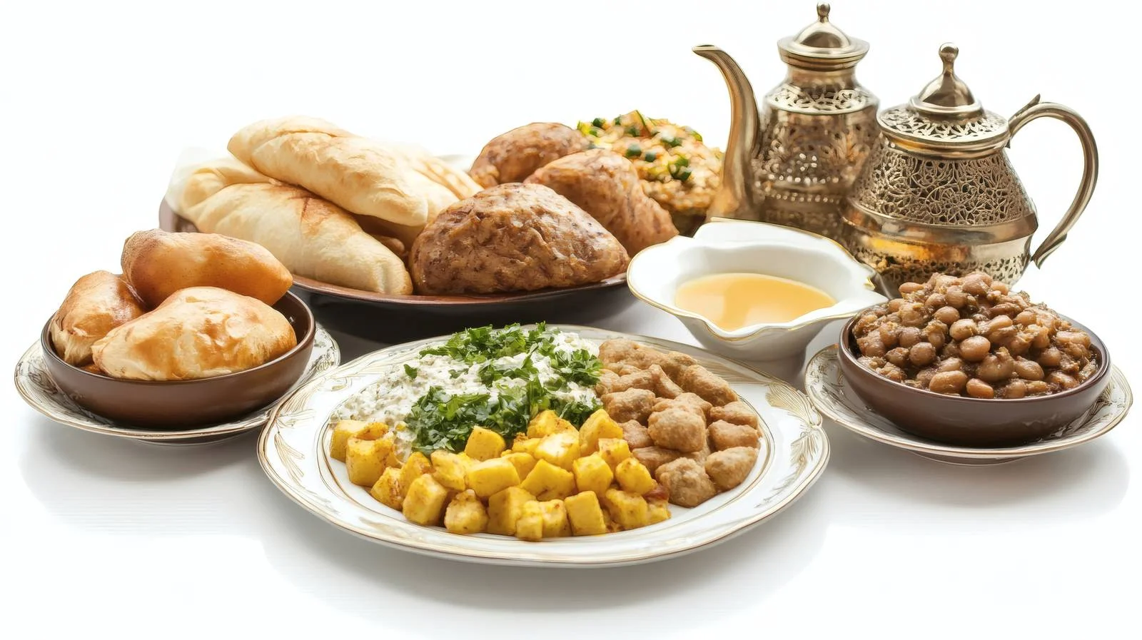 Authentic Arabic breakfast with ful, isolated — free download from Dotvec