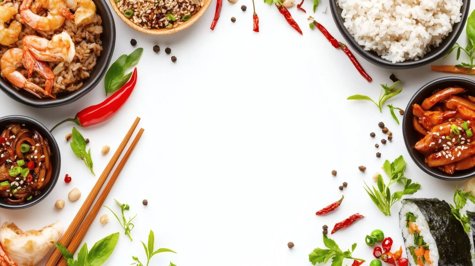 Traditional Asian Cuisine on White Background — free download from Dotvec