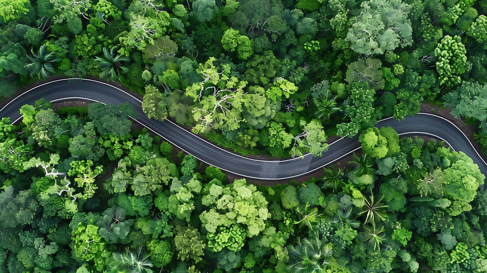 Aerial view of forest roadway surrounded by trees — free download from Dotvec