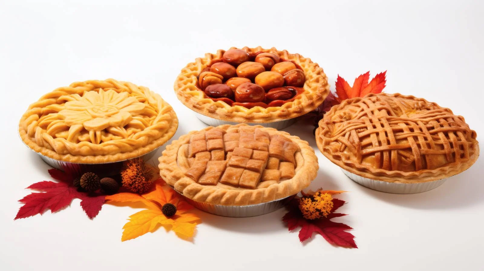 Assorted Autumn Pies on White Background — free download from Dotvec
