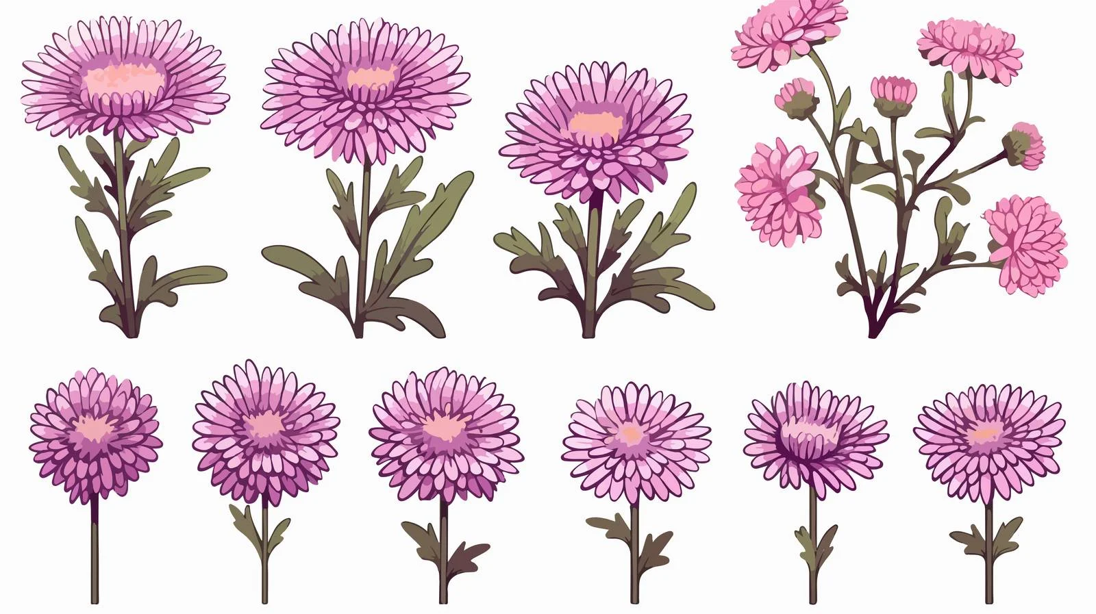 Hand-Drawn Aster Flowers Sketch — free download from Dotvec