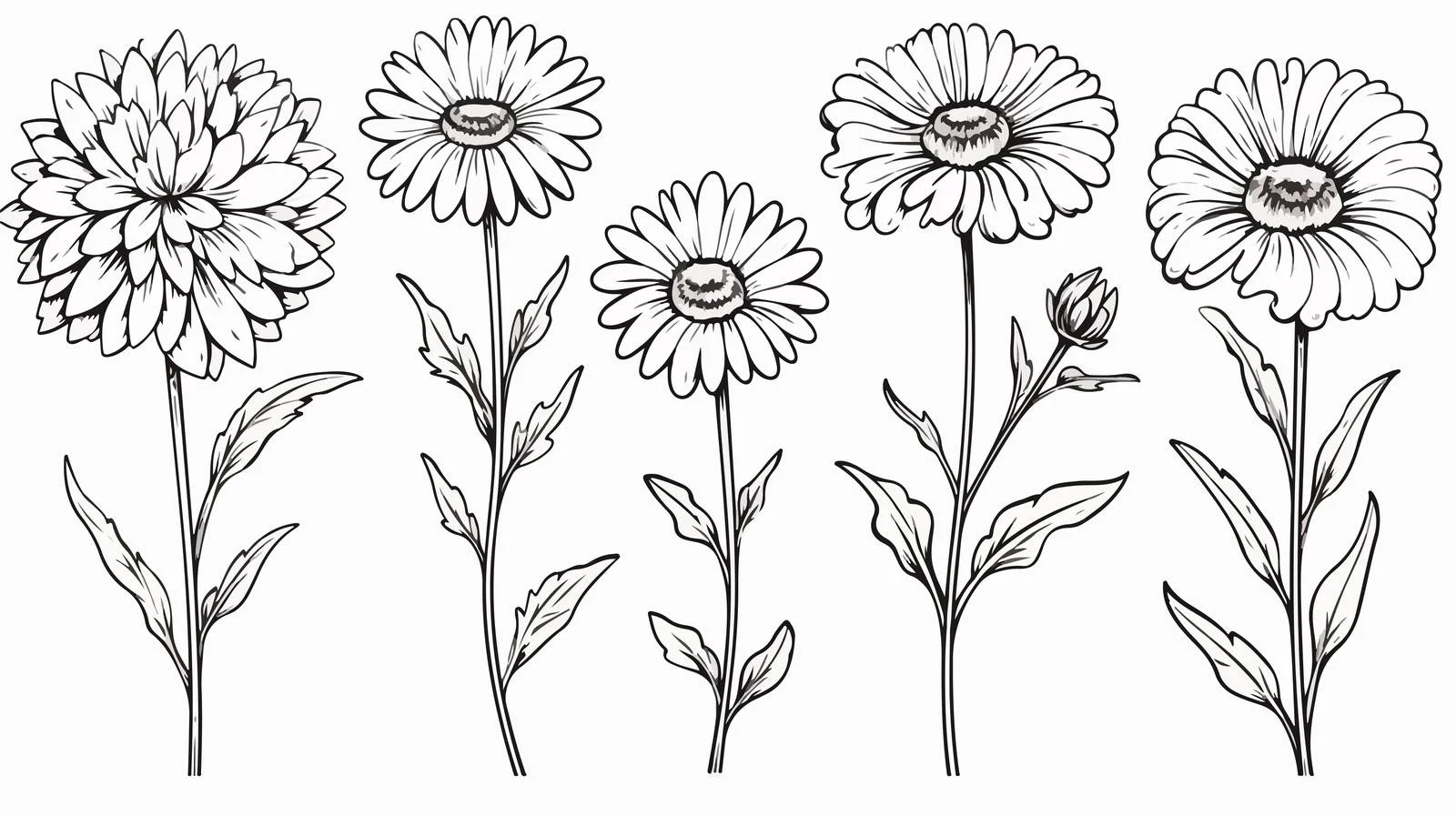 Hand-Drawn Aster Flowers Sketch Vector Cartoon — free download from Dotvec