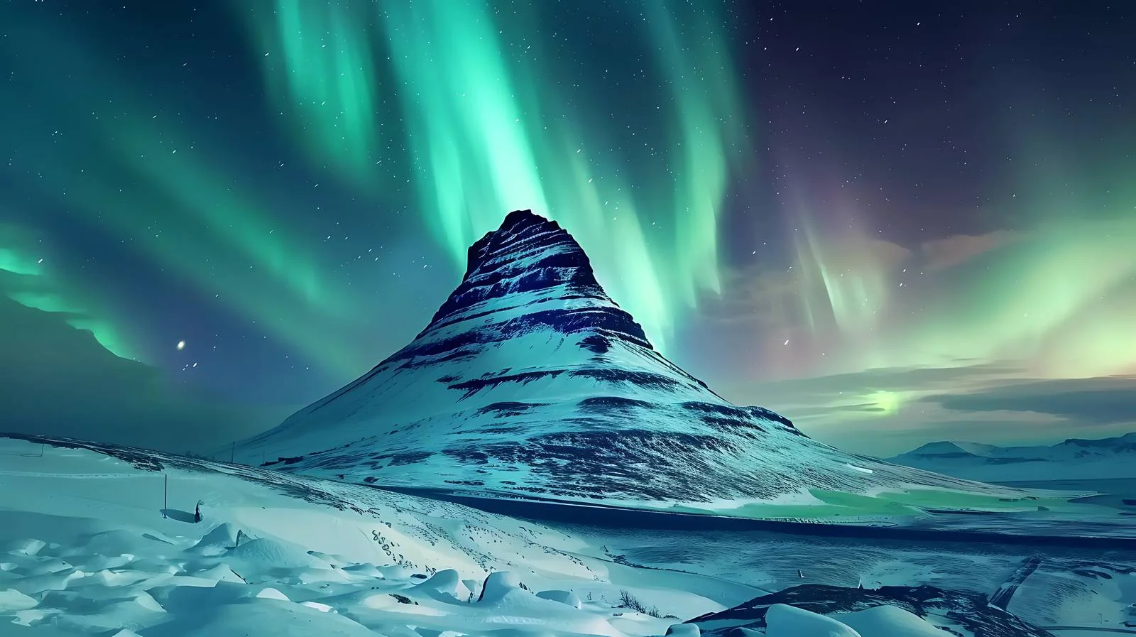 Mesmerizing Aurora Over Kirkjufell Mountain — free download from Dotvec