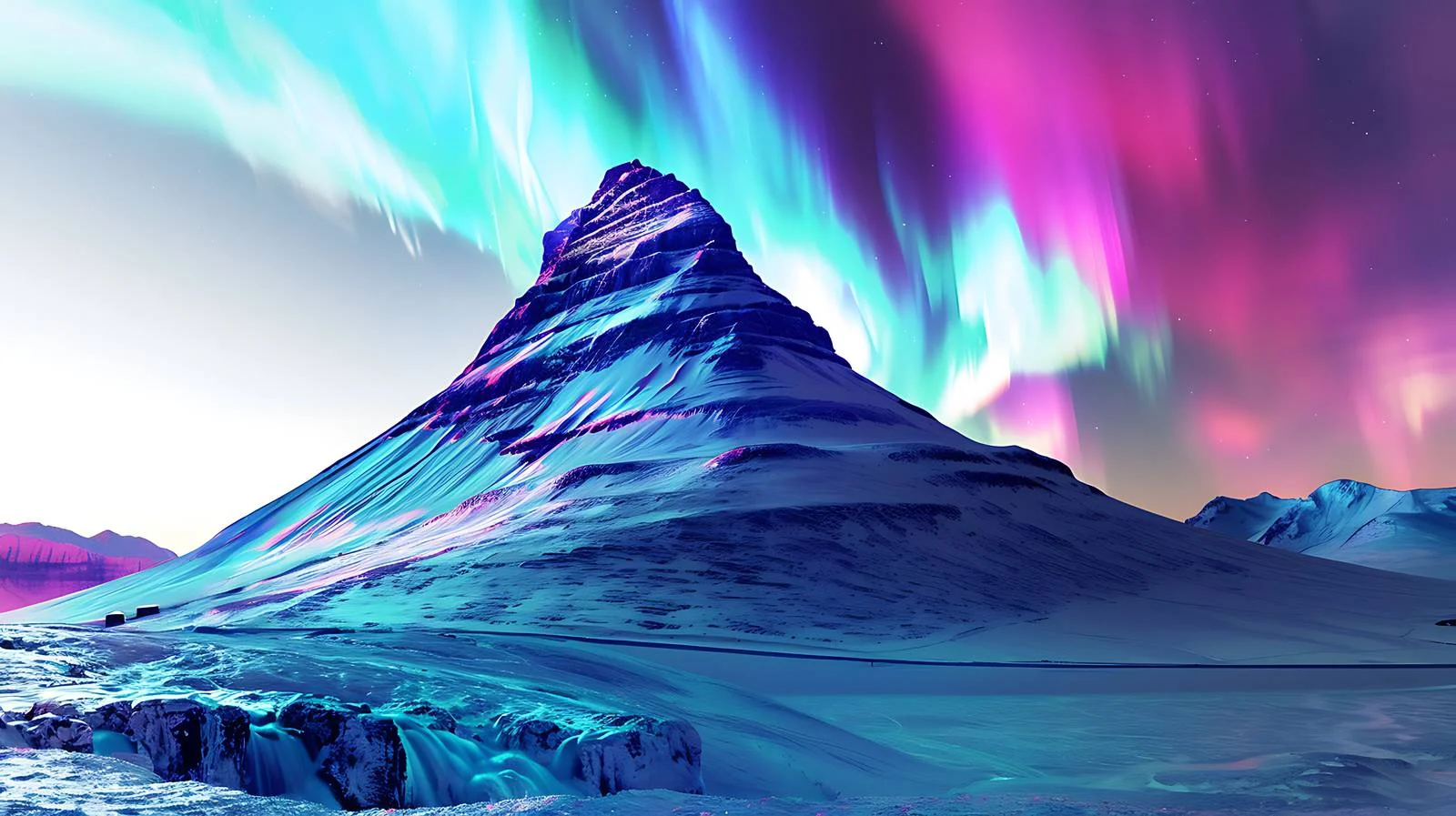 Enchanting Northern Lights above Kirkjufell Mountain — free download from Dotvec