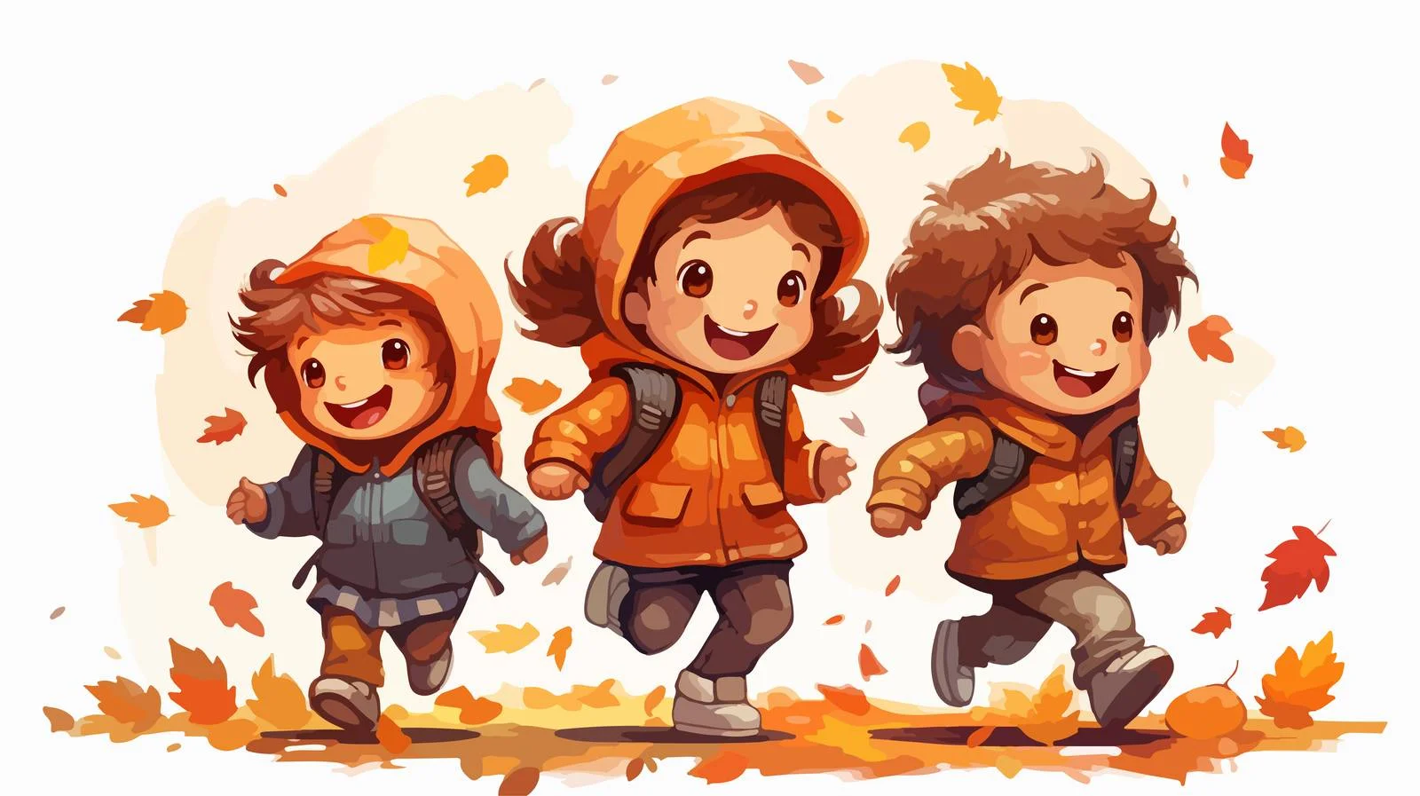 Autumn Kids Vector Cartoon Illustration — free download from Dotvec