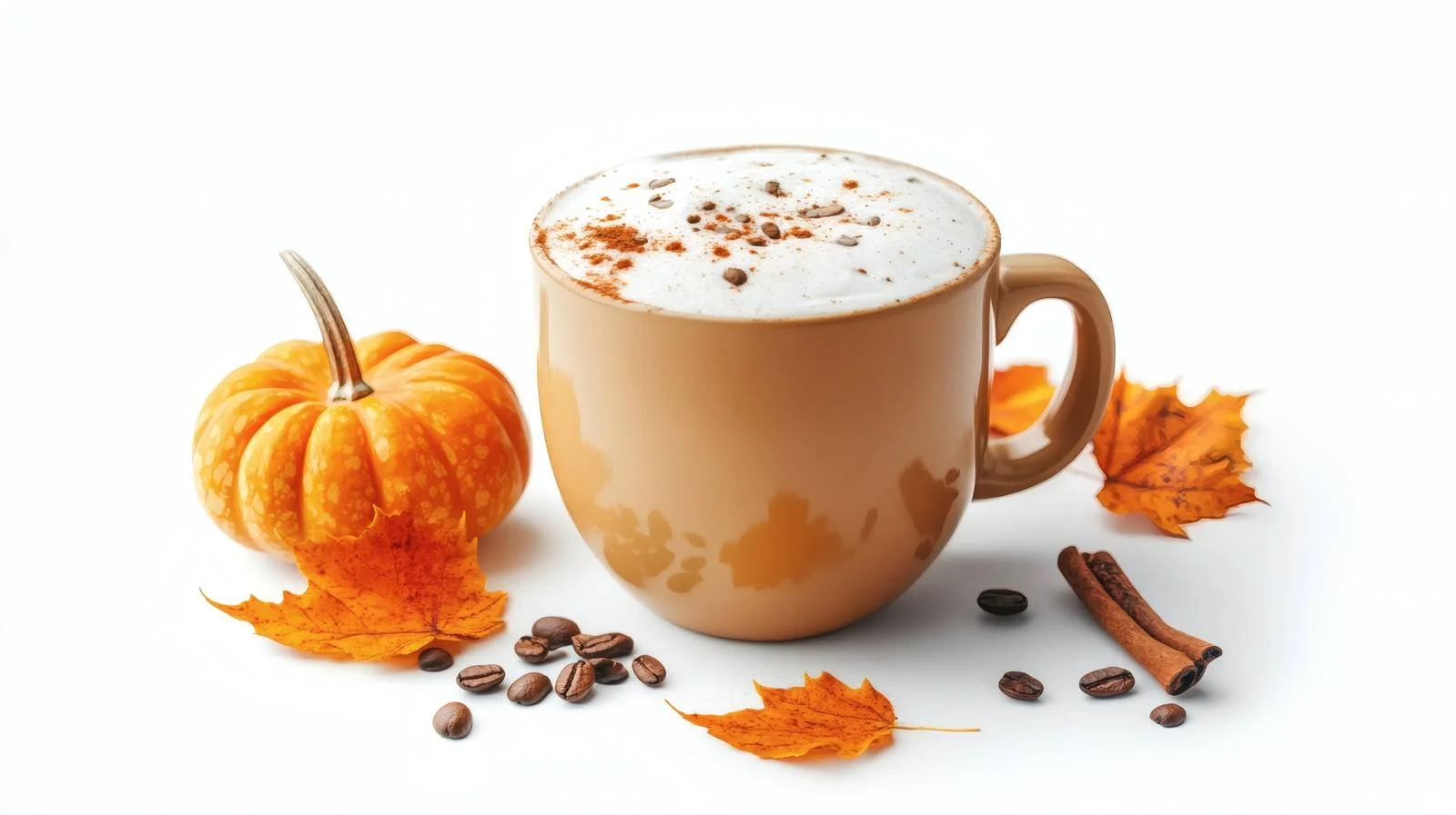 Fall Pumpkin Spice Latte Coffee on White — free download from Dotvec