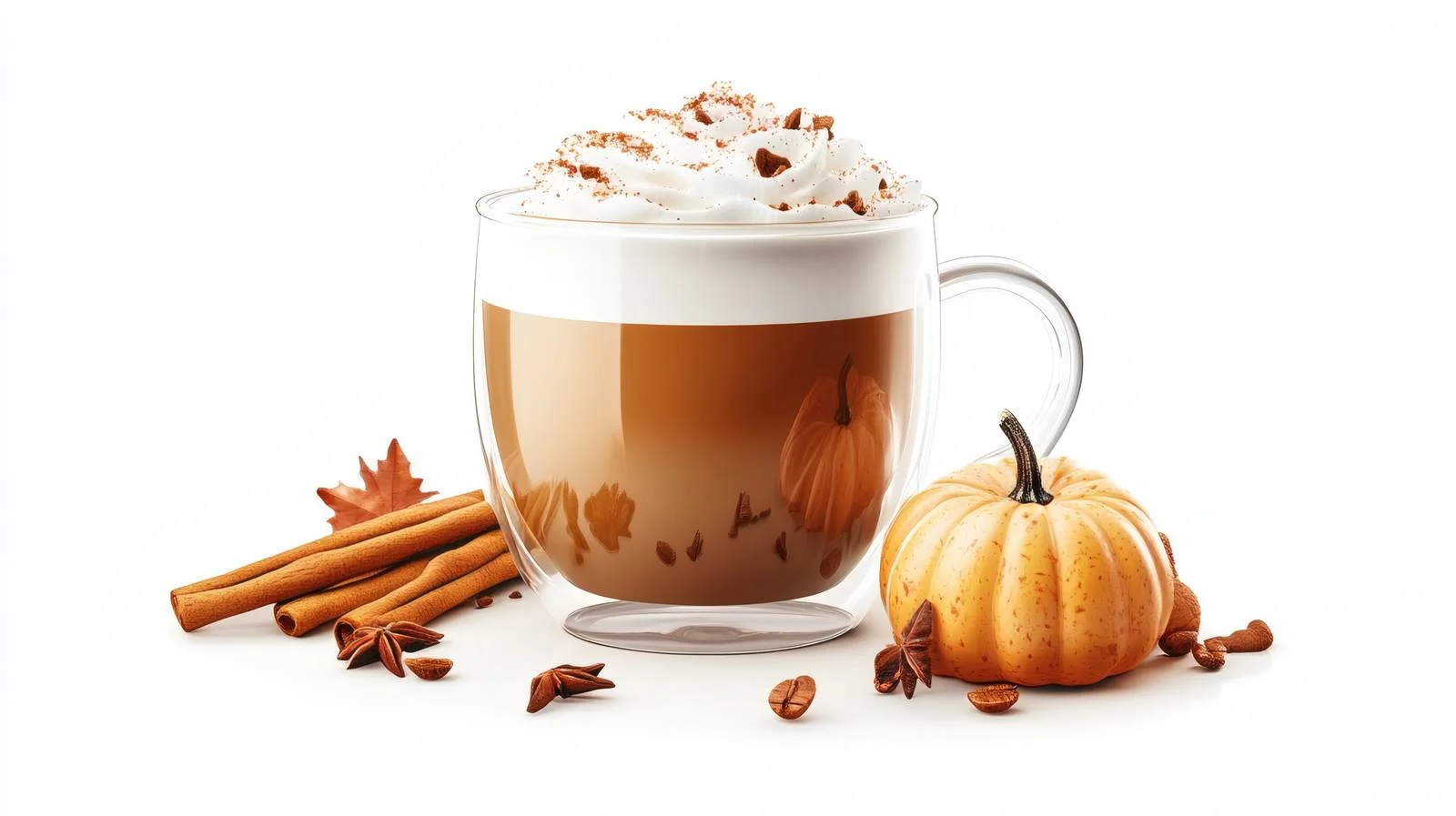 Autumn Pumpkin Spice Latte Drink on White — free download from Dotvec