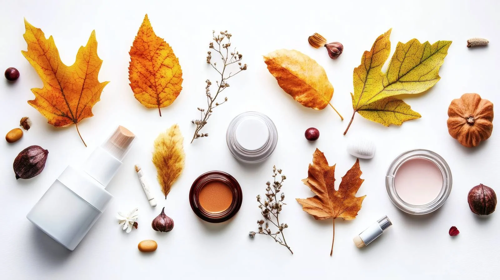 Luxurious Autumn Skin Care Cosmetics Display — free download from Dotvec