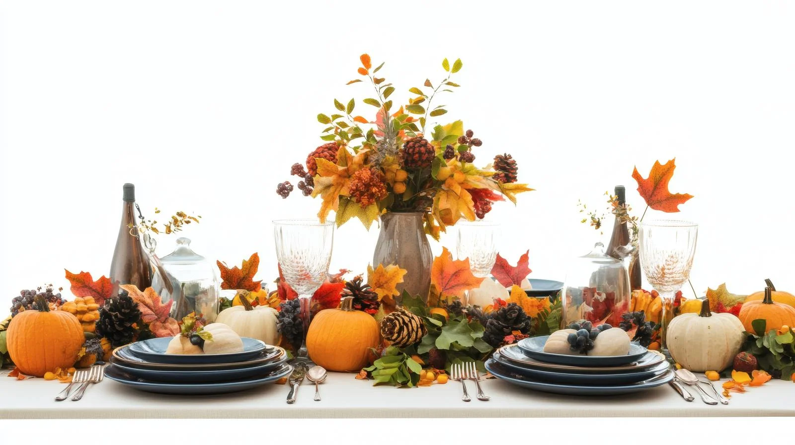 Elegant Autumn Thanksgiving Dinner Setting on White Background — free download from Dotvec